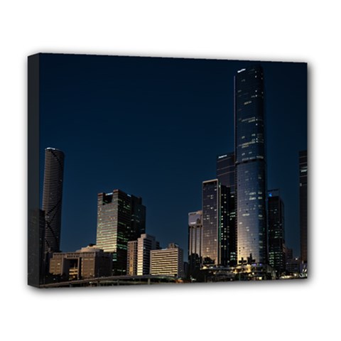 Skyline Brisbane Sunset Downtown Deluxe Canvas 20  X 16  (stretched) by Ravend