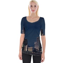 Skyline Brisbane Sunset Downtown Wide Neckline Tee