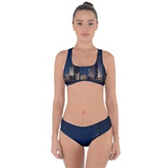 Skyline Brisbane Sunset Downtown Criss Cross Bikini Set by Ravend