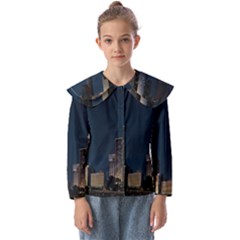 Skyline Brisbane Sunset Downtown Kids  Peter Pan Collar Blouse by Ravend