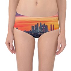 Downtown Skyline Sunset Buildings Mid-waist Bikini Bottoms