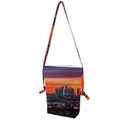 Downtown Skyline Sunset Buildings Folding Shoulder Bag by Ravend