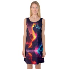 Mountain Color Colorful Love Art Sleeveless Satin Nightdress