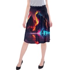 Mountain Color Colorful Love Art Midi Beach Skirt