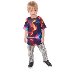 Mountain Color Colorful Love Art Kids  Raglan Tee