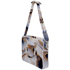 Marble Stone Abstract Gold White Cross Body Office Bag