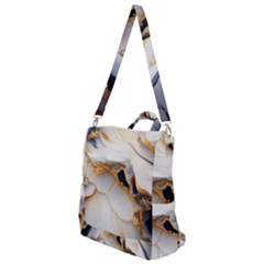 Marble Stone Abstract Gold White Crossbody Backpack