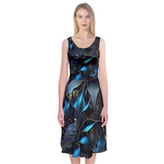 Flower Metal Flowers Sculpture Midi Sleeveless Dress by Ravend