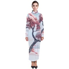 Color Snow Mountain Pretty Turtleneck Maxi Dress