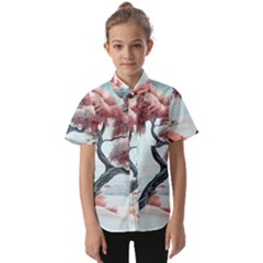 Color Snow Mountain Pretty Kids  Short Sleeve Shirt