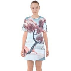 Color Snow Mountain Pretty Sixties Short Sleeve Mini Dress