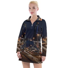 Skyscrapers Buildings Skyline Women s Long Sleeve Casual Dress by Ravend