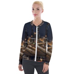 Skyscrapers Buildings Skyline Velvet Zip Up Jacket