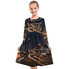 Skyscrapers Buildings Skyline Kids  Midi Sailor Dress by Ravend