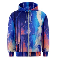 Winter Snow Mountain Fire Flame Men s Zipper Hoodie