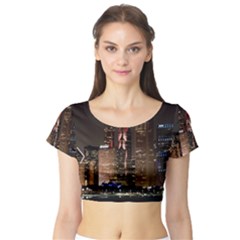 Chicago City Architecture Downtown Short Sleeve Crop Top