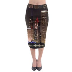 Chicago City Architecture Downtown Midi Pencil Skirt