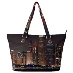 Chicago City Architecture Downtown Full Print Shoulder Bag by Ravend