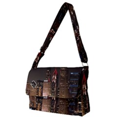 Chicago City Architecture Downtown Full Print Messenger Bag (l) by Ravend