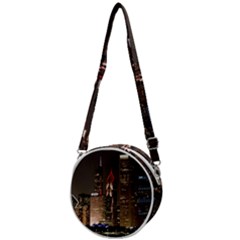 Chicago City Architecture Downtown Crossbody Circle Bag by Ravend