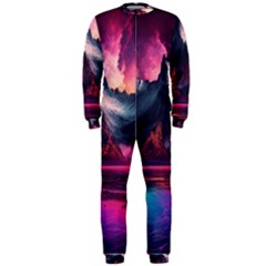 Ai Generated Mountain Ocean Lava Onepiece Jumpsuit (men)