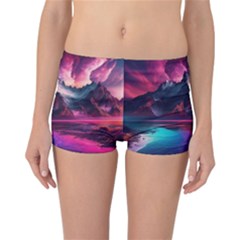 Ai Generated Mountain Ocean Lava Reversible Boyleg Bikini Bottoms by Ravend