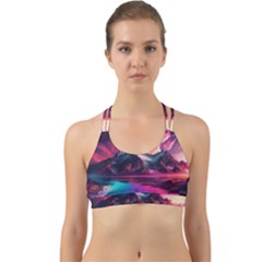 Ai Generated Mountain Ocean Lava Back Web Sports Bra by Ravend