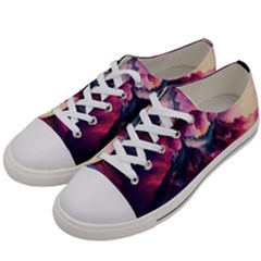 Ai Generated Mountain Ocean Lava Women s Low Top Canvas Sneakers