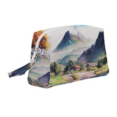 Countryside Trees Grass Mountain Wristlet Pouch Bag (medium)