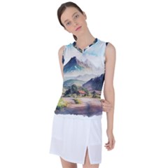 Countryside Trees Grass Mountain Women s Sleeveless Sports Top by Ravend