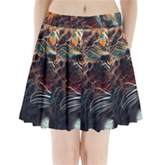 Leopard Feline Artwork Art Fantasy Pleated Mini Skirt by Ravend