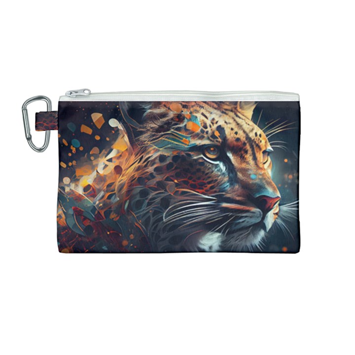 Leopard Feline Artwork Art Fantasy Canvas Cosmetic Bag (Medium)