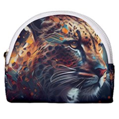 Leopard Feline Artwork Art Fantasy Horseshoe Style Canvas Pouch