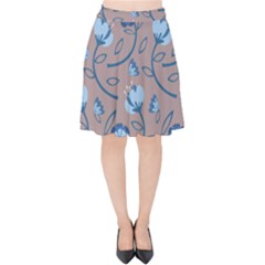 Flower Velvet High Waist Skirt