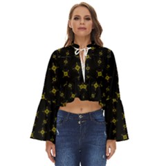 Symbols Gold Background Metallic Boho Long Bell Sleeve Top by Uceng