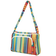 Colorful Rainbow Striped Pattern Front Pocket Crossbody Bag by Uceng