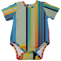 Colorful Rainbow Striped Pattern Baby Short Sleeve Bodysuit by Uceng