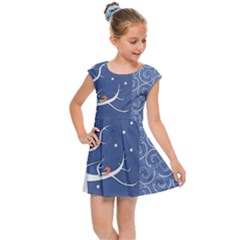 Bird Winter Bullfinch Patterns Art Kids  Cap Sleeve Dress by Uceng