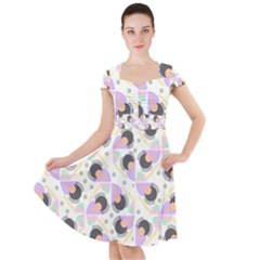 Pattern Pastel Drawing Art Cap Sleeve Midi Dress