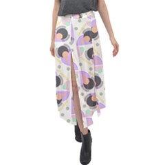 Pattern Pastel Drawing Art Velour Split Maxi Skirt