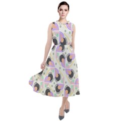 Pattern Pastel Drawing Art Round Neck Boho Dress