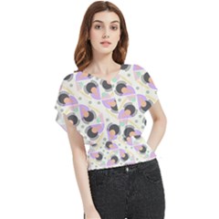 Pattern Pastel Drawing Art Butterfly Chiffon Blouse