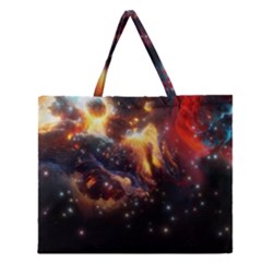 Nebula Galaxy Stars Astronomy Zipper Large Tote Bag by Uceng