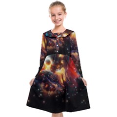 Nebula Galaxy Stars Astronomy Kids  Midi Sailor Dress by Uceng