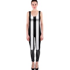 Illustration Stripes Geometric Pattern One Piece Catsuit by Uceng