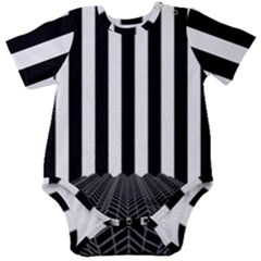 Illustration Stripes Geometric Pattern Baby Short Sleeve Bodysuit by Uceng