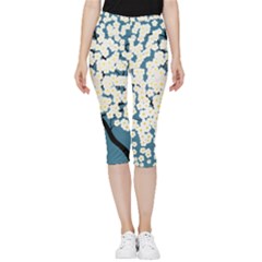 Flower Flora Decoration Pattern Inside Out Lightweight Velour Capri Leggings  by Uceng