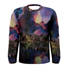 Lake Galaxy Stars Science Fiction Men s Long Sleeve Tee by Uceng