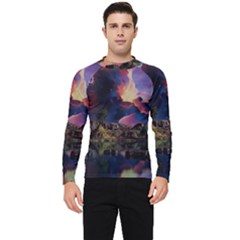 Lake Galaxy Stars Science Fiction Men s Long Sleeve Rash Guard by Uceng