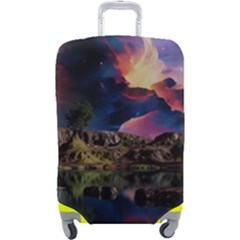 Lake Galaxy Stars Science Fiction Luggage Cover (large) by Uceng